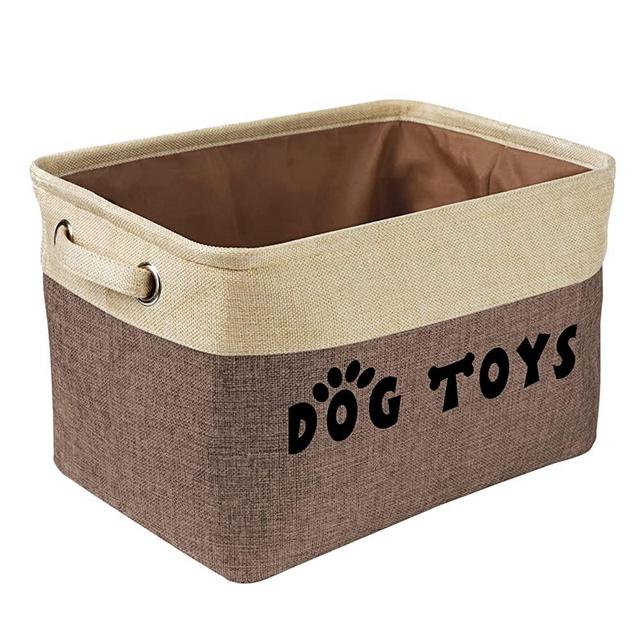 PET ARTIST Non-Customized Dog Toy Storage Basket Bin- Rectangular Storage Box Chest Organizer for Dog Toys,Dog Coats,Dog Clothing,Dog Apparel & Accessories,Brown,Non-Custom