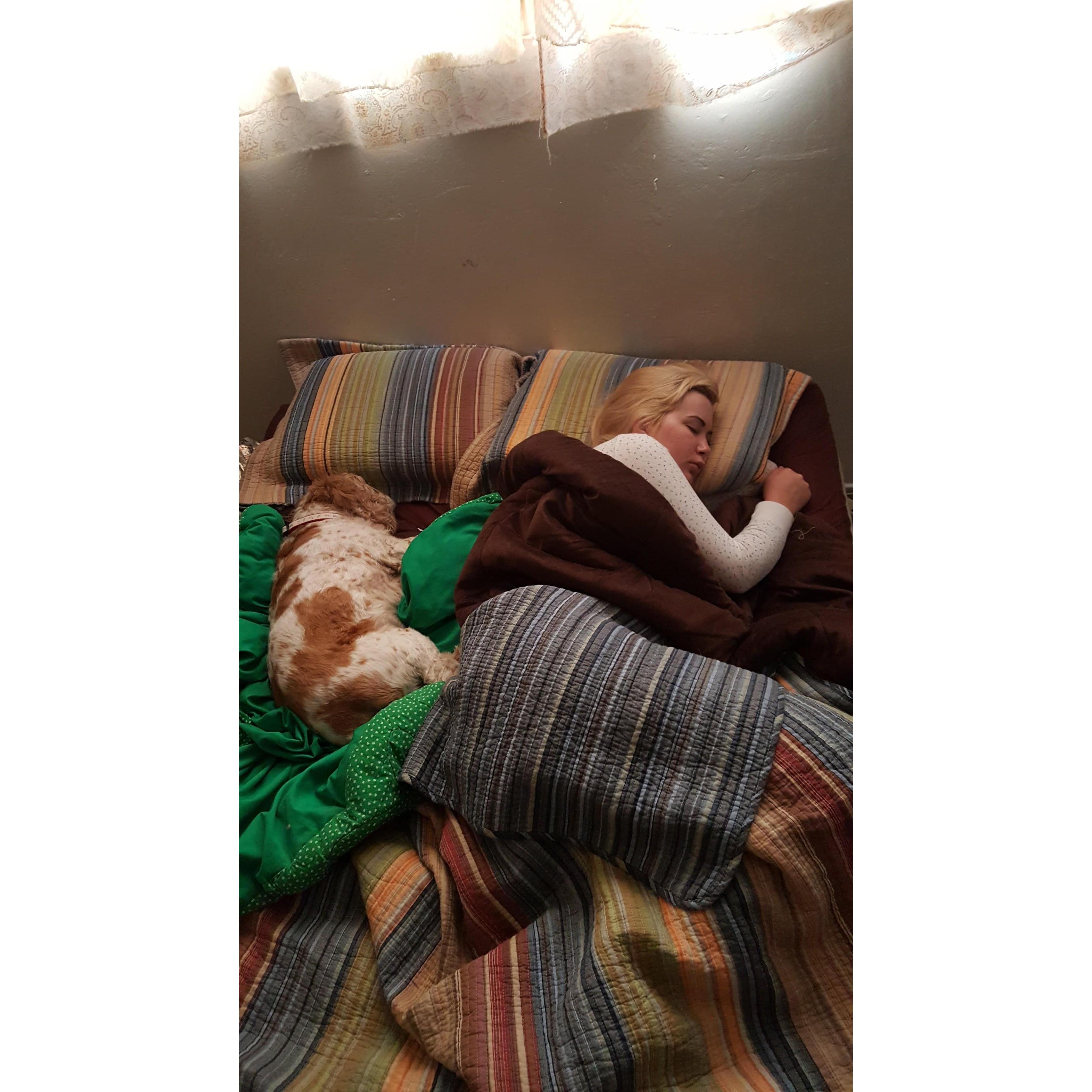 Sleep time, cuddle time with Coco.