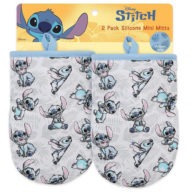 Disney Oven Mitts - 5.5” x 7.5” Heat-Resistant Mini Oven Mitts with Non-Slip Printed Silicone Disney Silhouettes - Mickey & Minnie, Stitch, Winnie The Pooh