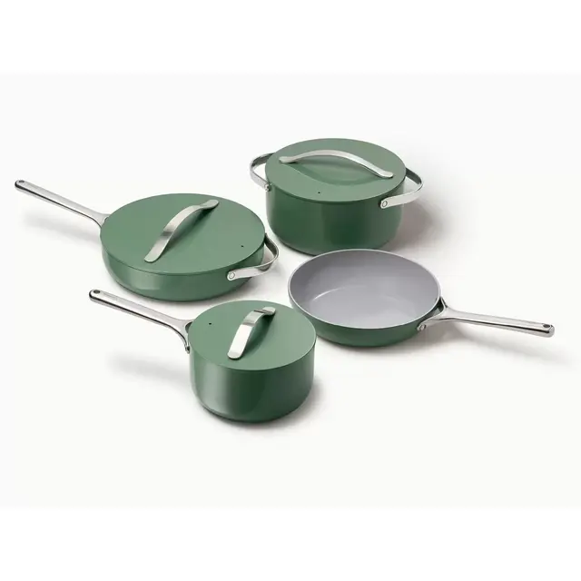 Caraway Ceramic Nonstick Aluminum 12-Piece Cookware Set in Sage
