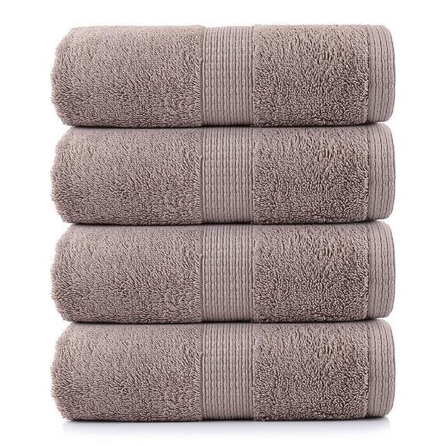 4 Piece Bath Sheet Set, 100% Cotton, Premium Super Soft Fluffy Plush, Quick Dry Extra Large Highly Absorbent Bathroom Shower Beach Spa Quality Bath Sheet - Taupe (35 inch x 66 inch)