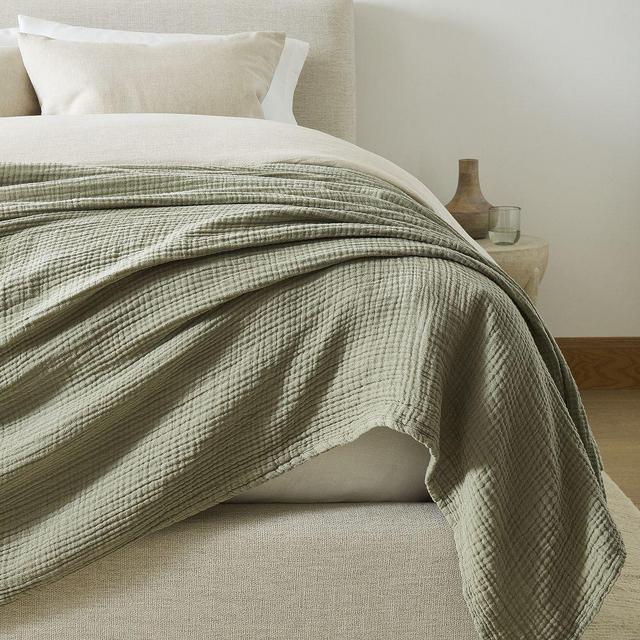 Dreamy Cotton Gauze King/Cal. King Blanket, Celadon Melange