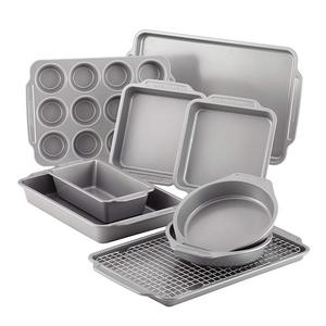 Farberware Nonstick Bakeware 10-Piece Set with Cooling Rack, Gray