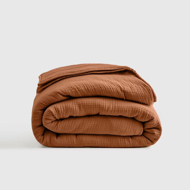 Organic Airy Gauze Quilt | Quince | Color: Terracotta, Size: King