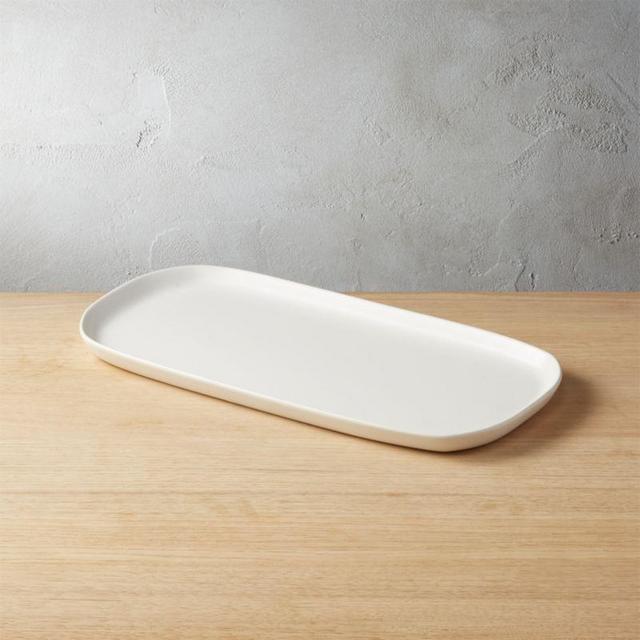 Crisp Rectangular Matte White Serving Platter