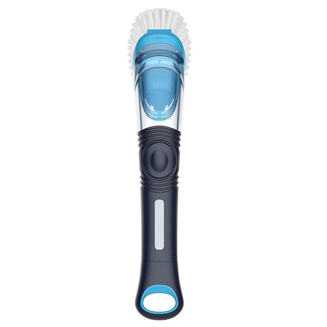 MR.SIGA Soap Dispensing Dish Brush, Kitchen Brush for Pot Pan Sink Cleaning, Navy/Blue