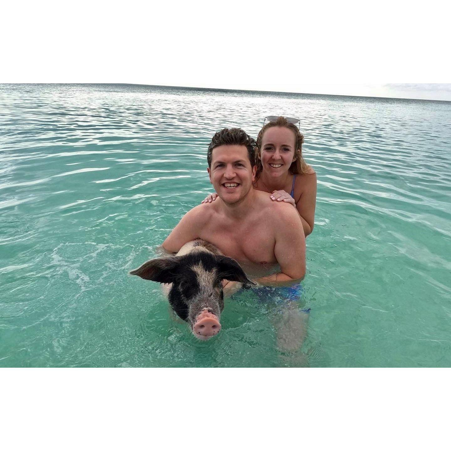 Swimming with the pigs in the Bahamas!