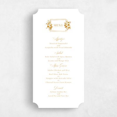 Orange Ticket Wedding Menu - Emelina