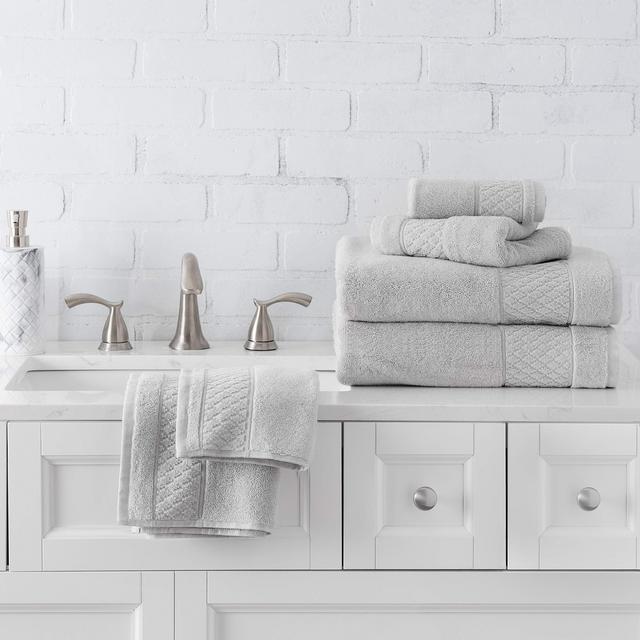 Welhome Hudson 100% Pure Organic Cotton Quality 6 Piece Luxury Bath Towel Set - Durable - High Absorbency - Hotel Spa Bathroom Towel - 651 GSM - 2 Bath - 2 Hand - 2 Wash Towels - Glacier Grey