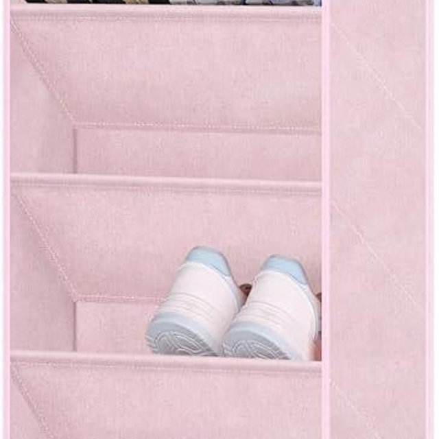 SLEEPING LAMB Over The Door Shoe Rack with Large Deep Pockets, Kids Shoe Organizer for Closet Door, Narrow Hanging Boots Storage, Pink