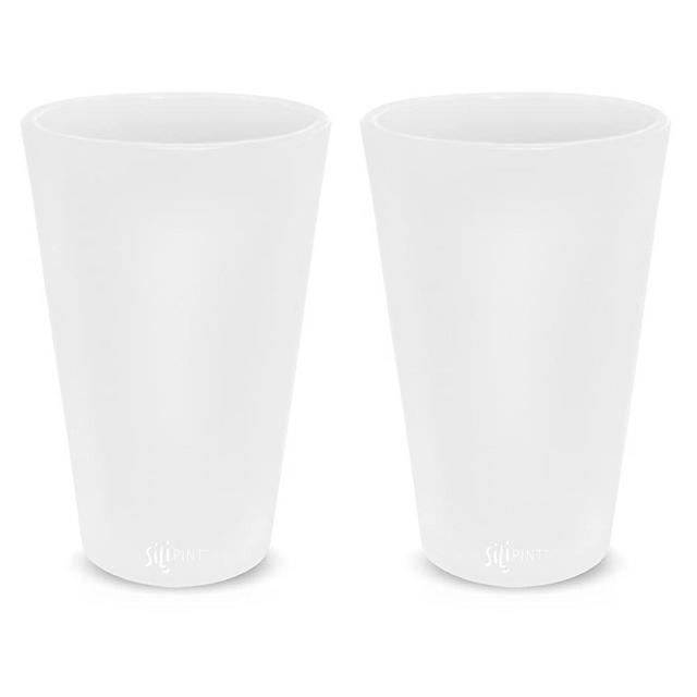 Silipint Silicone Pint Glass, Patented, Shatter-proof, Unbreakable Silicone Cup Drinkware (2-Pack, Frosted White)