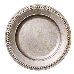Beaded Gilt Round Charger, Silver finish