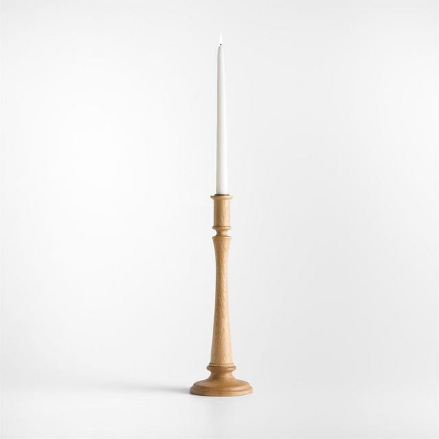 Simson Large Oak Wood Taper Candle Holder 15"