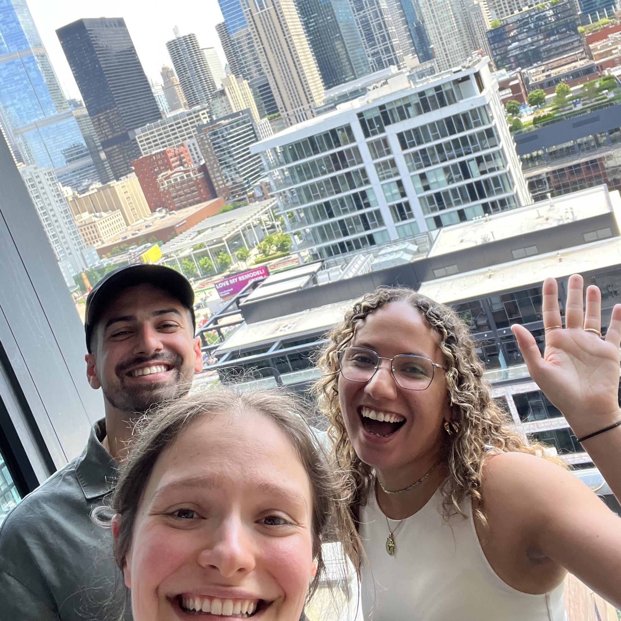 July 2024: USA trip!!! Daniel meeting Maia’s college friends for the first time. This is with Maia’s best friend and old roommate Nicole in Chicago