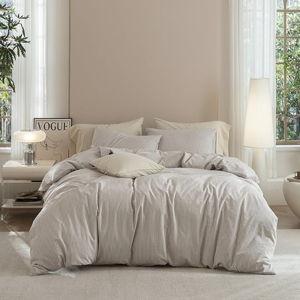 Duvet Cover: Pinstripes-taupe/White King