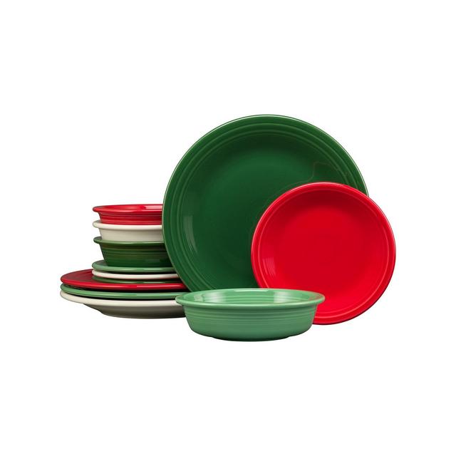 Fiesta Christmas Mixed Colors 12-Pc Classic Dinnerware Set, Service for 4