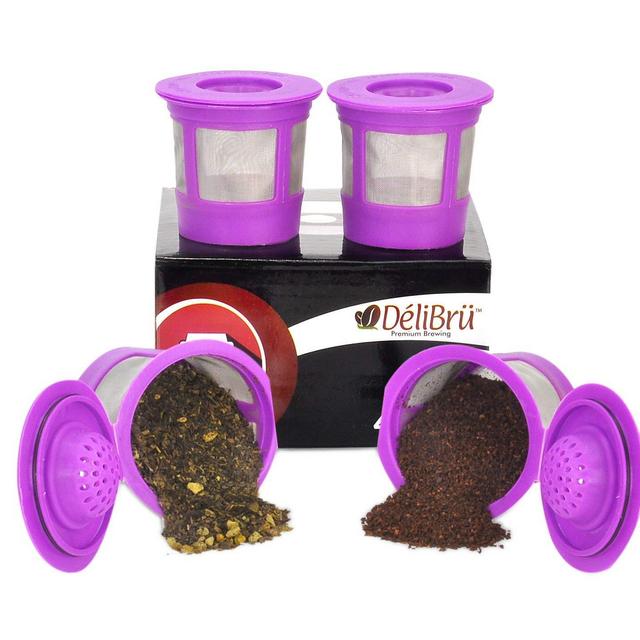 Delibru 4 Reusable K Cups for Keurig 2.0 & 1.0 Coffee Makers. Universal Refillable KCups, Keurig filter, Reusable kcup, k cup k-cups reusable filter BPA FREE