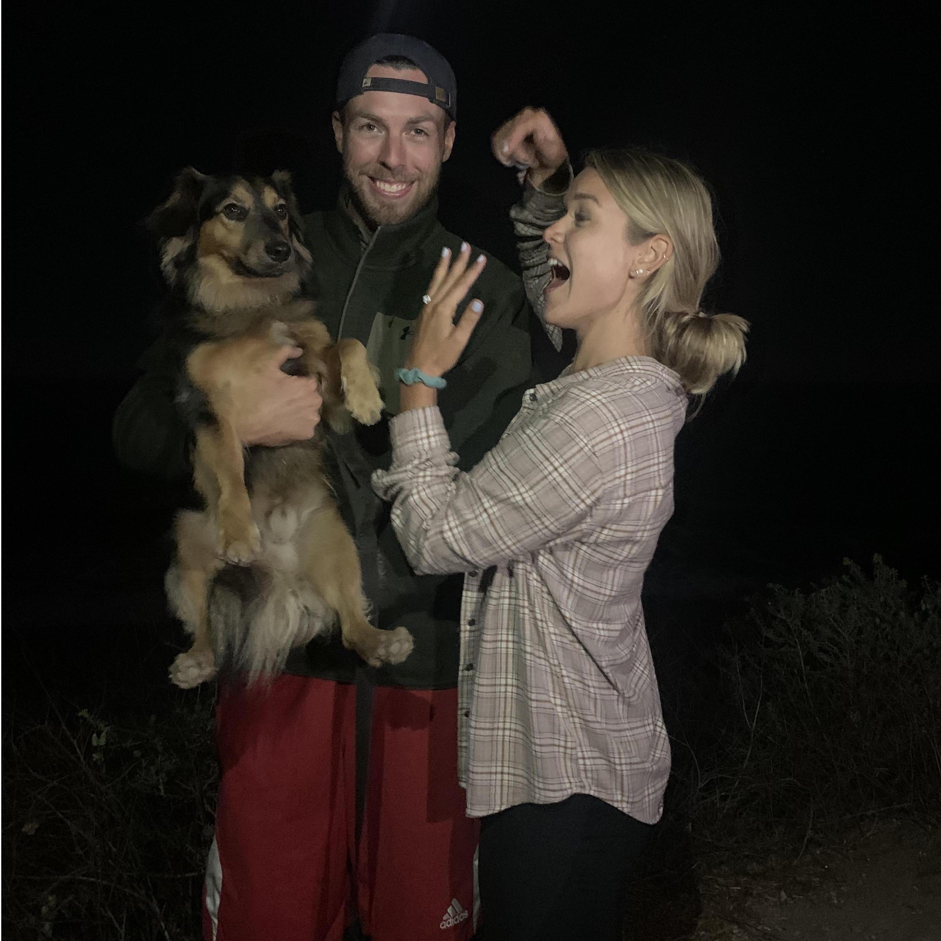 Showing off the ring to Tukee!
Malibu, 2020.