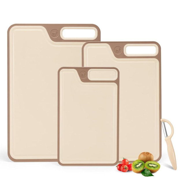 Jaulaors 4 Piece Plastic Cutting Board Set for Kitchen Dishwasher Safe,Food Safety, Non-Slip Design, Ideal for Meat and Vegetable Prep