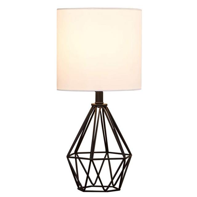 COTULIN Modern Designs Bedside Black Hollowded Out Base Bedroom Living Room Study Room Table Lamp, Table Lighting with TC Fabric Shade Desk Lamp