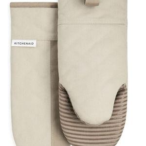 Beige - KitchenAid Beacon Two-Tone Non-Slip Oven Mitt Set, Milkshake/Beige, 5.75"x13", 2 Piece