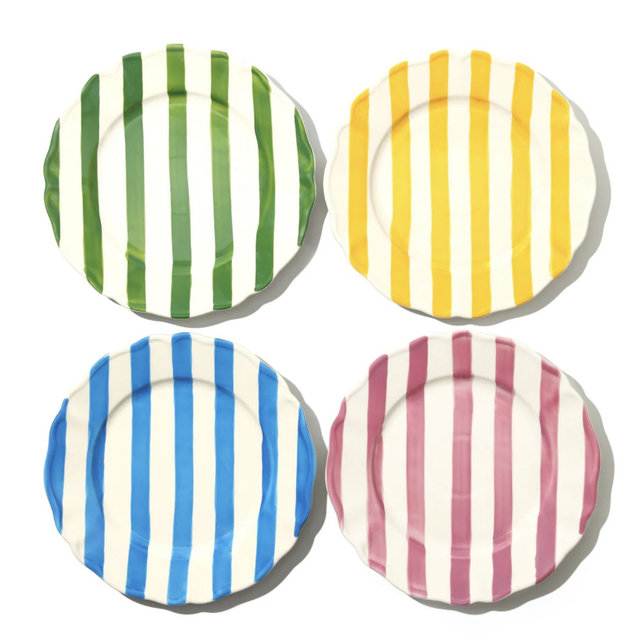 Summer Petal Plate, Yellow Stripe, 11 Inch