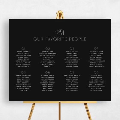 Black Wedding Sign - Galiena Seating Chart