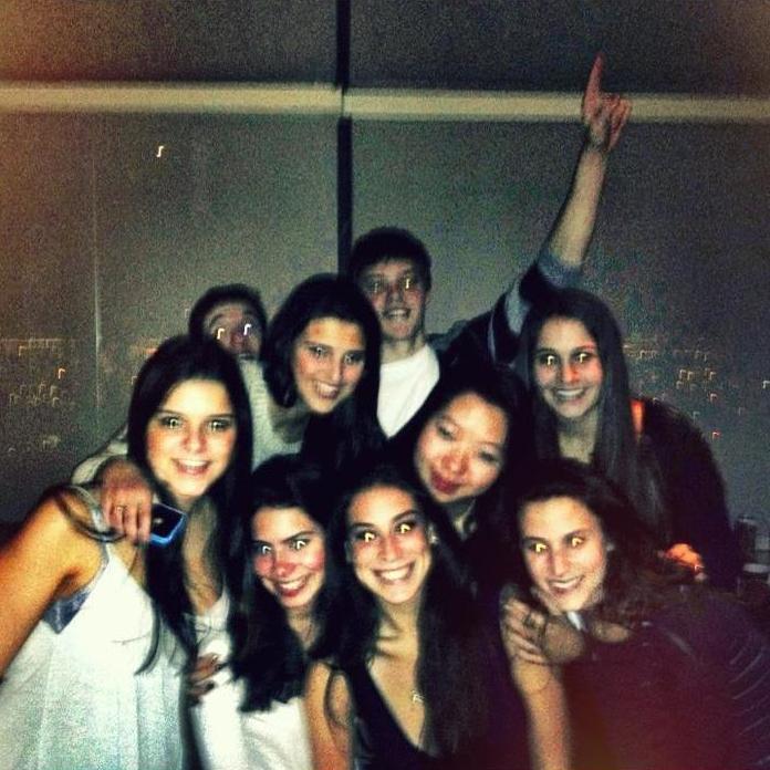 Blurry group photo from the night we first kissed!