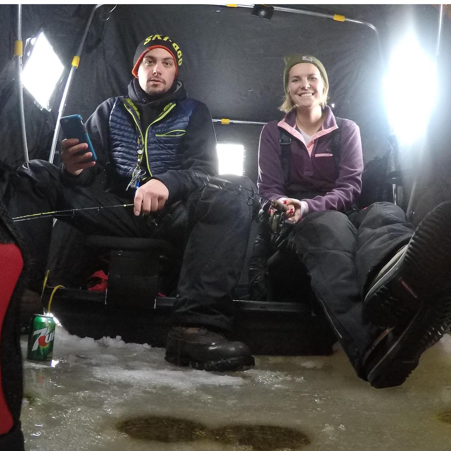 Seth's favorite winter activity, ice fishing