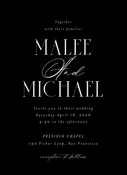 Portsmouth Portrait | Black | Zola Wedding Invitations
