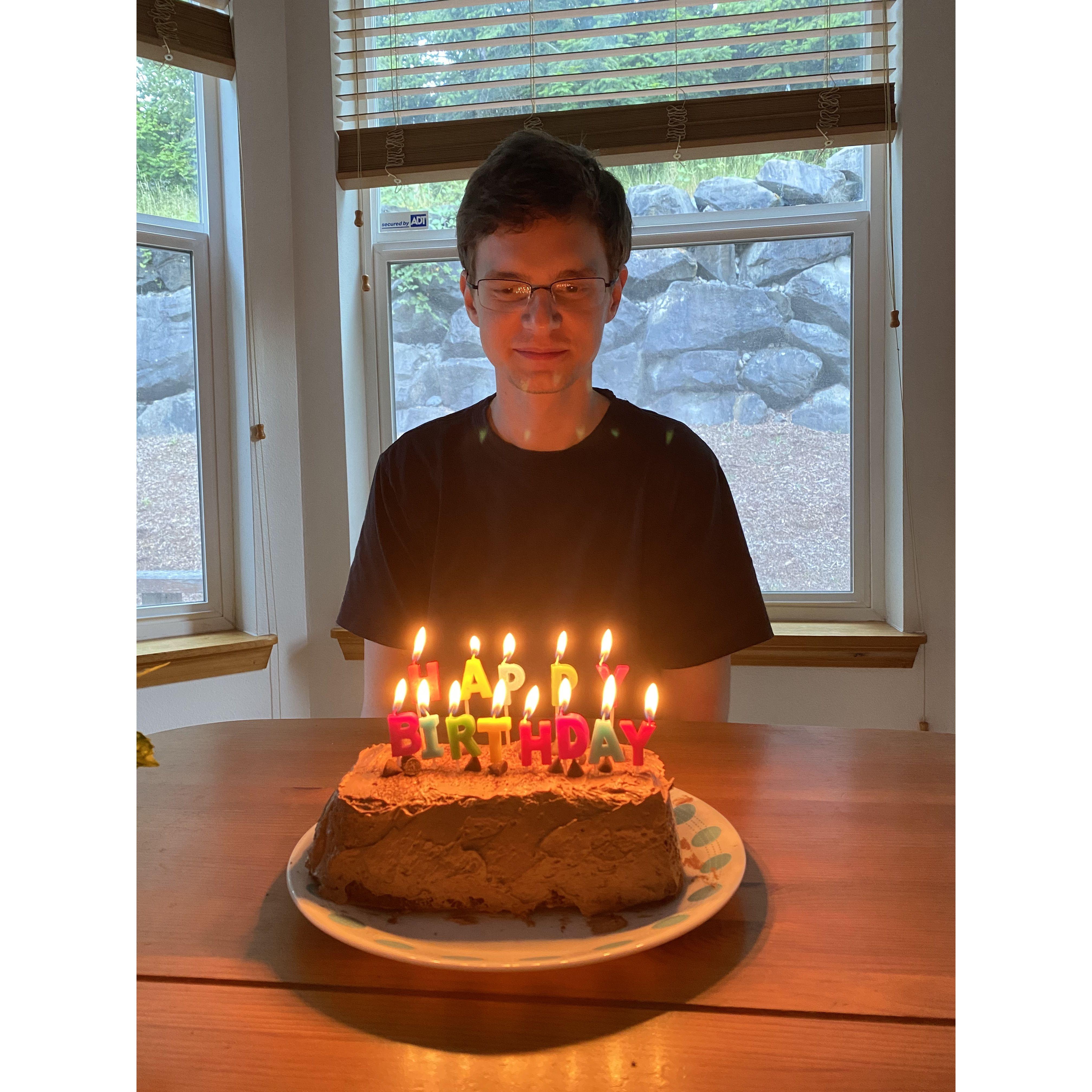 First time celebrating Mark's birthday together. Liwen made the birthday cake!