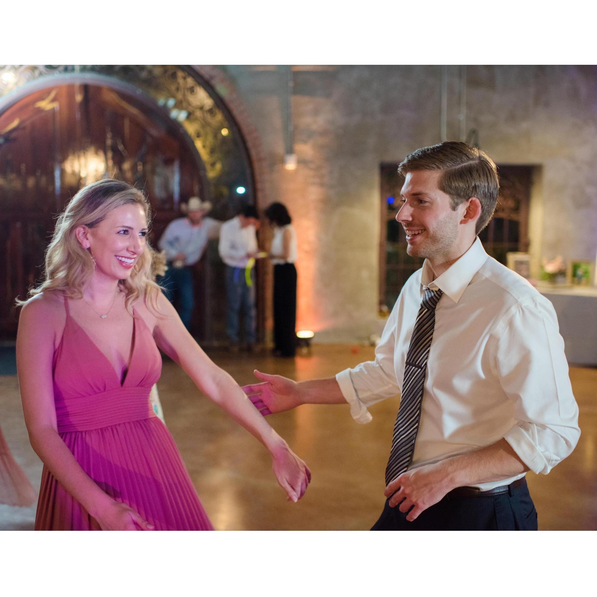 Dancing at Andy and Tori's wedding. September 2018