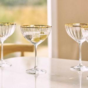 Waterfall Coupe Glasses, Set of 4 - Clear