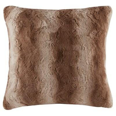 Tan Marselle Faux Fur Throw Pillow (25"x25")