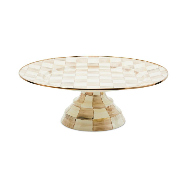 Mackenzie-Childs Mocha Check Large Pedestal Platter