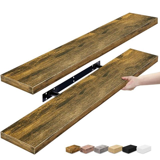 Sorbus Floating Shelves for Wall - 2 Long Floating Shelves for Bedroom, Kitchen, Living Room, Bathroom Shelves, Home Decor, Farmhouse - 35 x 9 Inch Wall Mounted Floating Shelves for Wall, Walnut