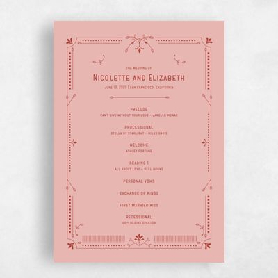 Pink Wedding Program - Augusta