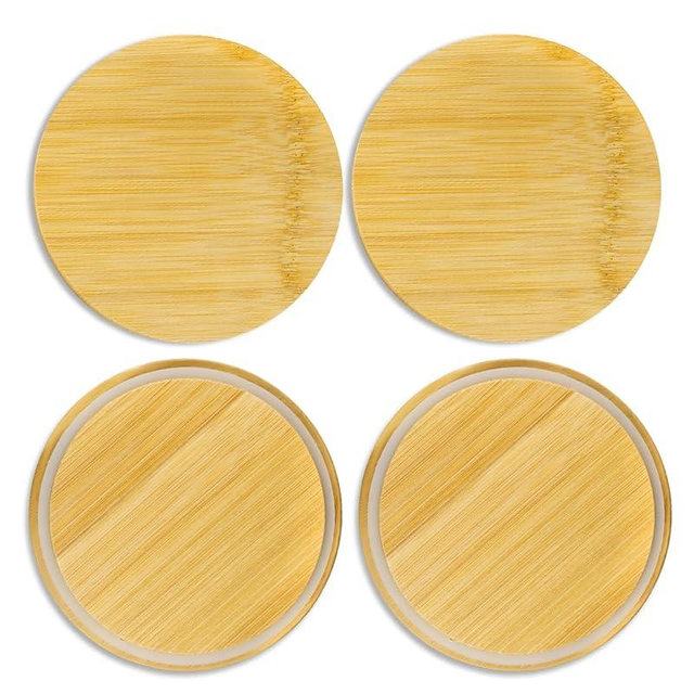 TECHYCU Replacement Wooden Lids for Pyrex, Anchor Hocking Glass Containers, 7201-PC*4, Bamboo Lids for Pyrex 4Cup Glass Bowls, Bowl Covers with Leakproof Silicone Gasket 4 Pack