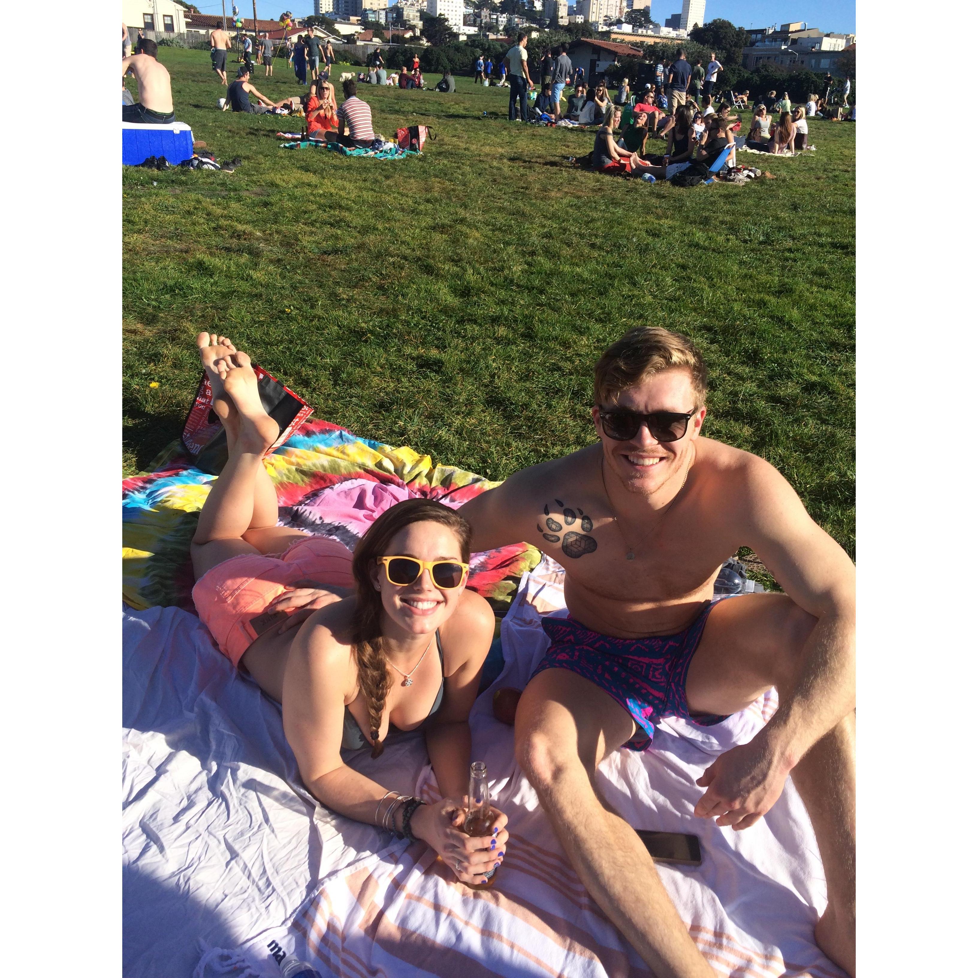 One of our first dates at the park, where we would soon move in together just a couple blocks away.