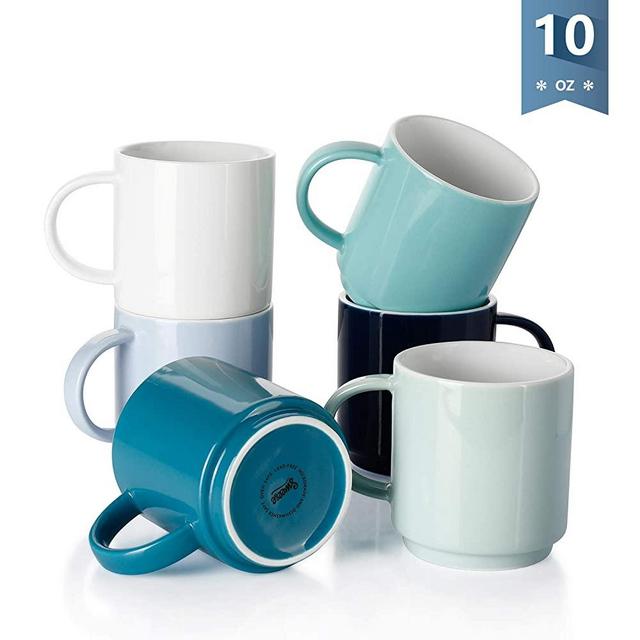 Sweese 616.003 Stackable Coffee Cups - 10 Ounce for Specialty Coffee Drinks, Cappuccino, Cafe Mocha, Latte and tea, Set of 6, Cold Assorted Colors