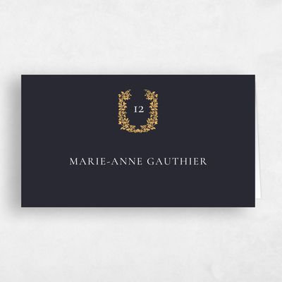 Ebony, Black Wedding Place Card - Mirra