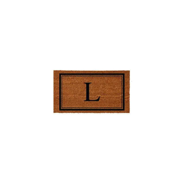 Evergreen Monogram Indoor Outdoor 100% Natural Coir Doormat 28" x 16" | Letter "L"