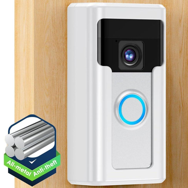 Liwin All-Metal Adhesive Video Doorbell Mount Compatible with Ring/Blink Wireless Video Doorbell, No-Drill Mounting Bracket Wedge Adapter Holder Accessories for Home Rentals, White