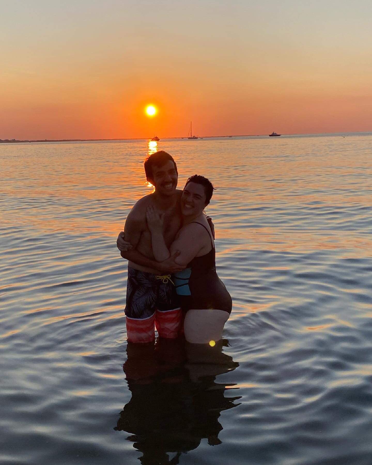 Swimming in Lewes Bay at sunset