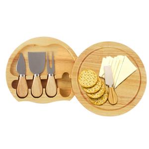 Gourmet 5 Pcs Travel Cheese Set with Cutting Board - Hard Cheese Knife, Shaver, Fork and Spreader