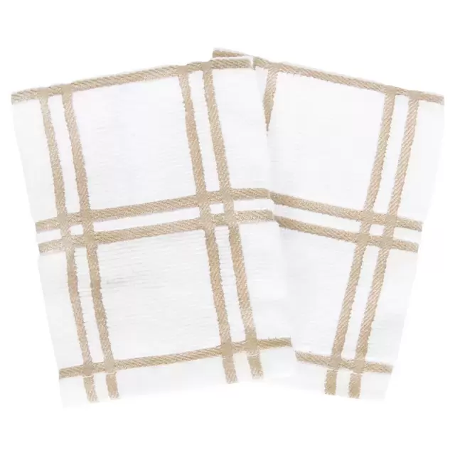 Our Table™ Everyday Plaid Dish Cloths in Sand (Set of 2)