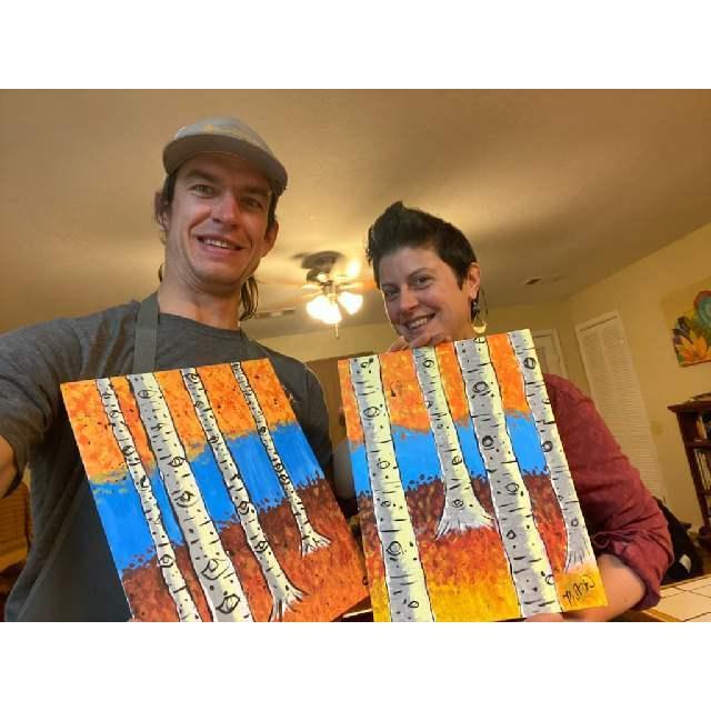Virtual painting class with Kayley, 2020(?)
Who has a better painting???