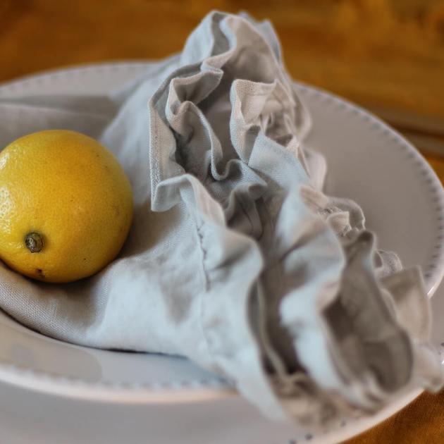 Pure Washed Linen Ruffles Table Napkins - French Blue