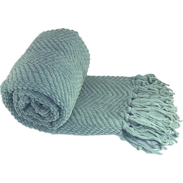Home Soft Things Knitted Tweed Throw Couch Cover Blanket, 50 x 60, Silver Blue
