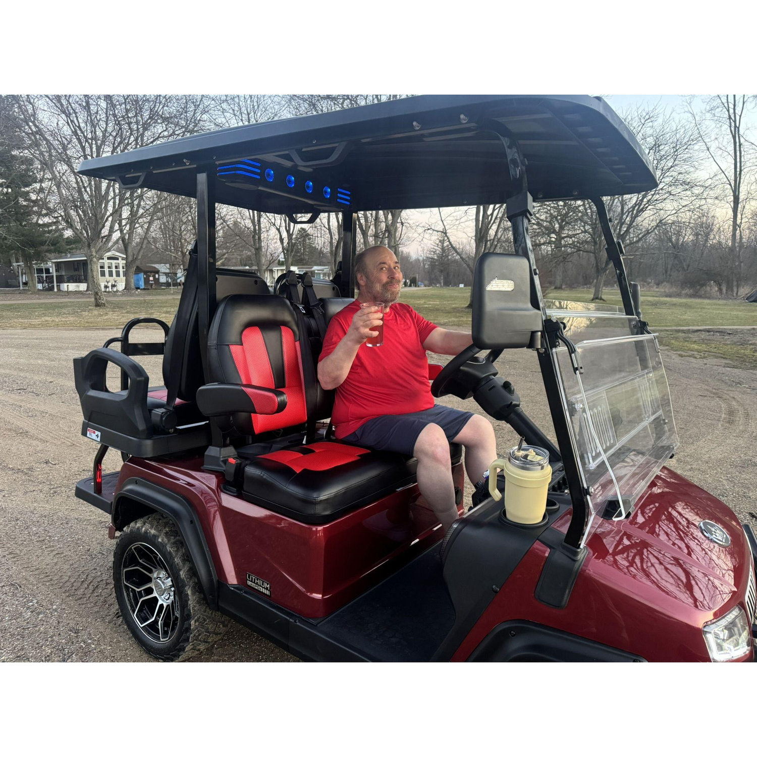 Enjoying the new golf cart
